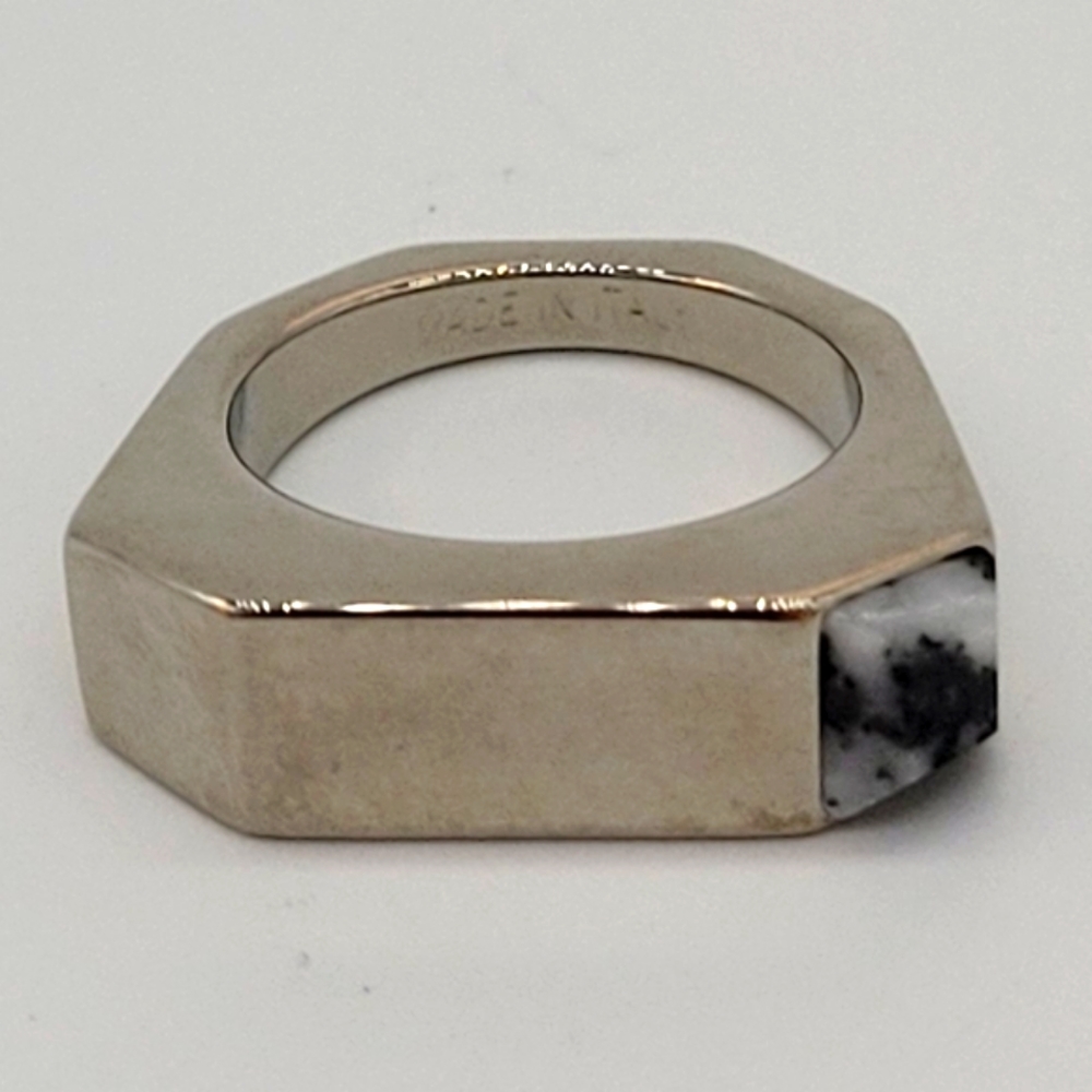 Vita Fede Octagon Black & White Stone 24k White Gold-Plated Ring New - Picture 1 of 7